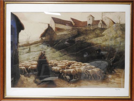 The return of the herd, Friche farm in Osny by Alfredo Muller, 1902