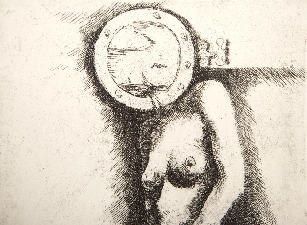 Artwork by Hank Laventhol, Port Hole, Made of Etching on BFK Rives