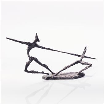 född 1936. Dragkamp. Signerad T. Almberg. Metall - Thomas Almberg