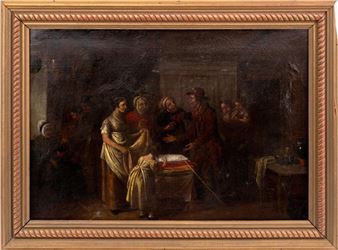 Ferdinand Fagerlin Attr. Interior Scene Oil, 19 C - Ferdinand Fagerlin