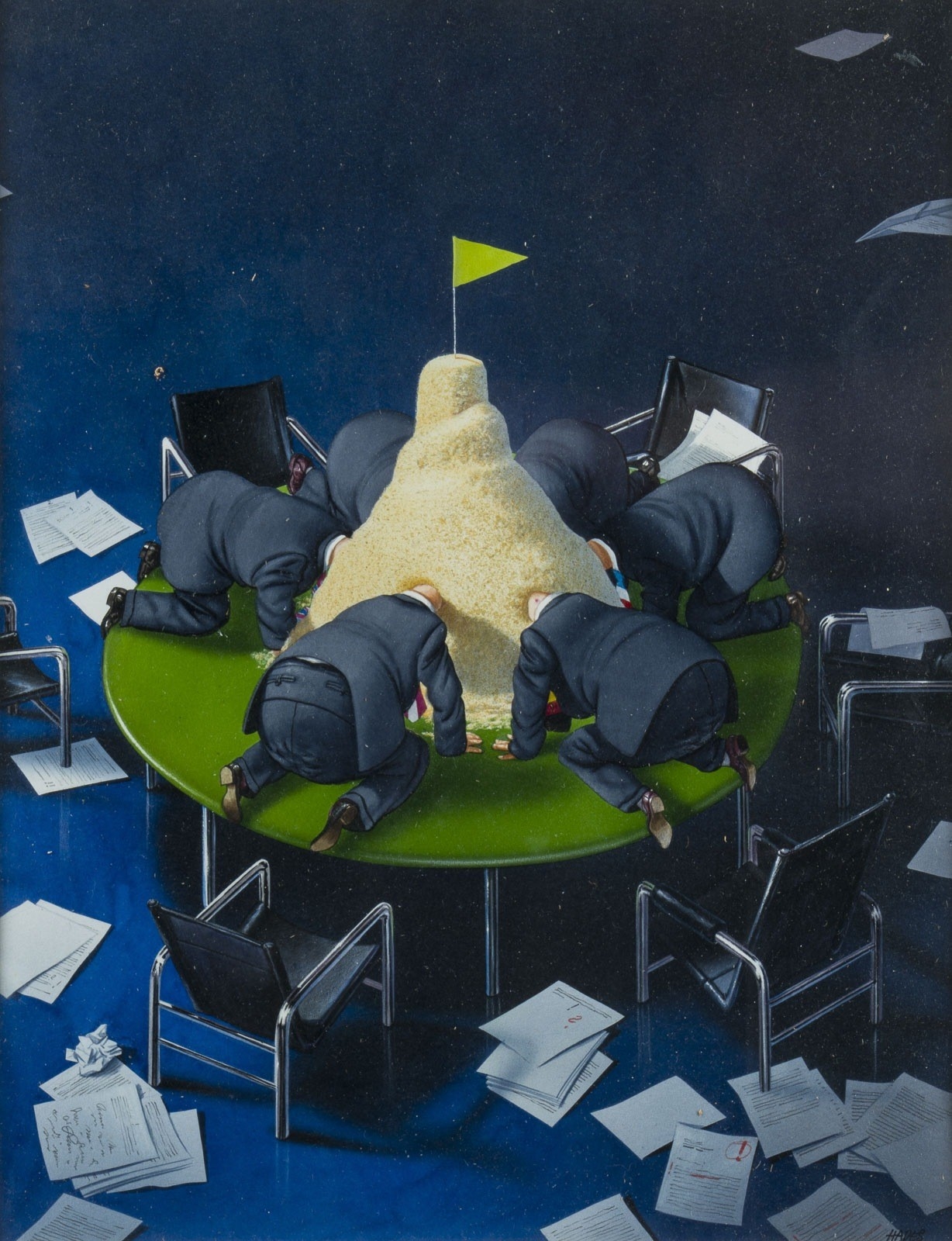 Artwork by Gerhard Haderer, COLLECTION OF 26 CARICATURES FOR THE MAGAZINE 'STERN' (INCLUDING 1 DRAWING), Made of Colour serigraphs, 1 collage, 1 pencil drawing