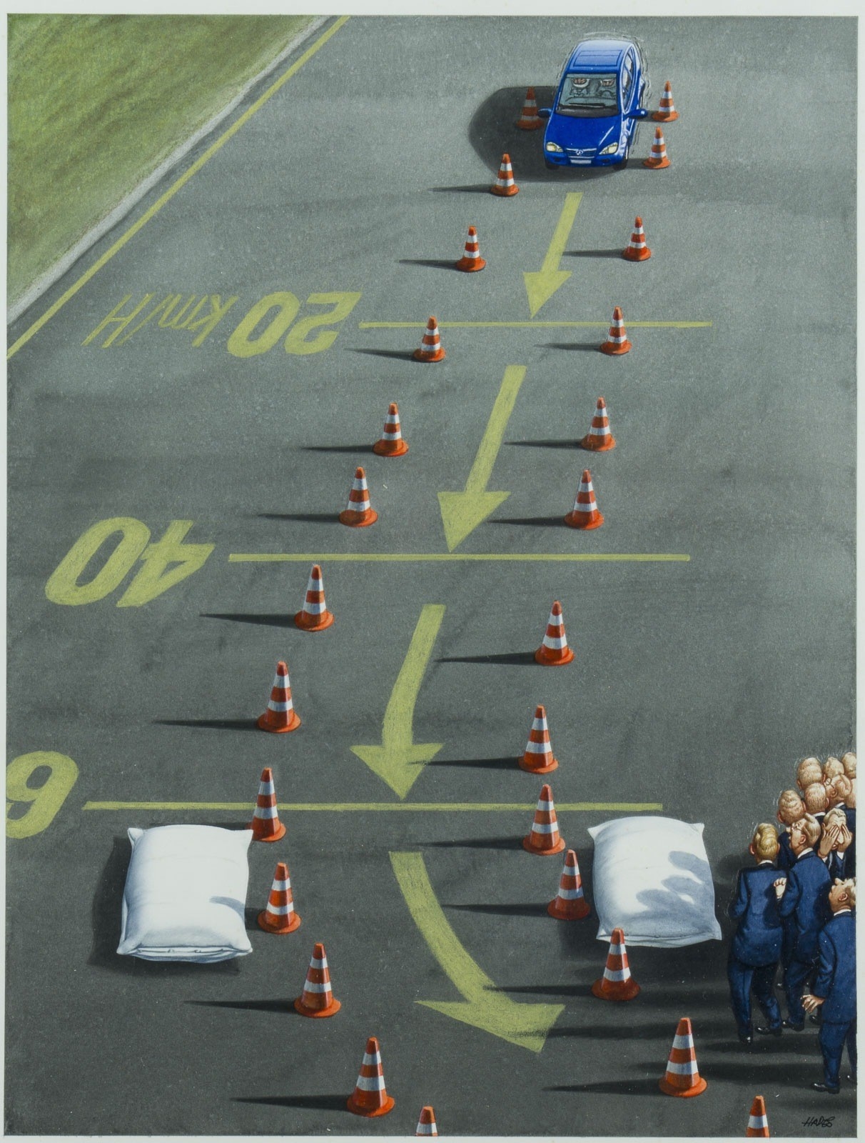 Artwork by Gerhard Haderer, COLLECTION OF 26 CARICATURES FOR THE MAGAZINE 'STERN' (INCLUDING 1 DRAWING), Made of Colour serigraphs, 1 collage, 1 pencil drawing