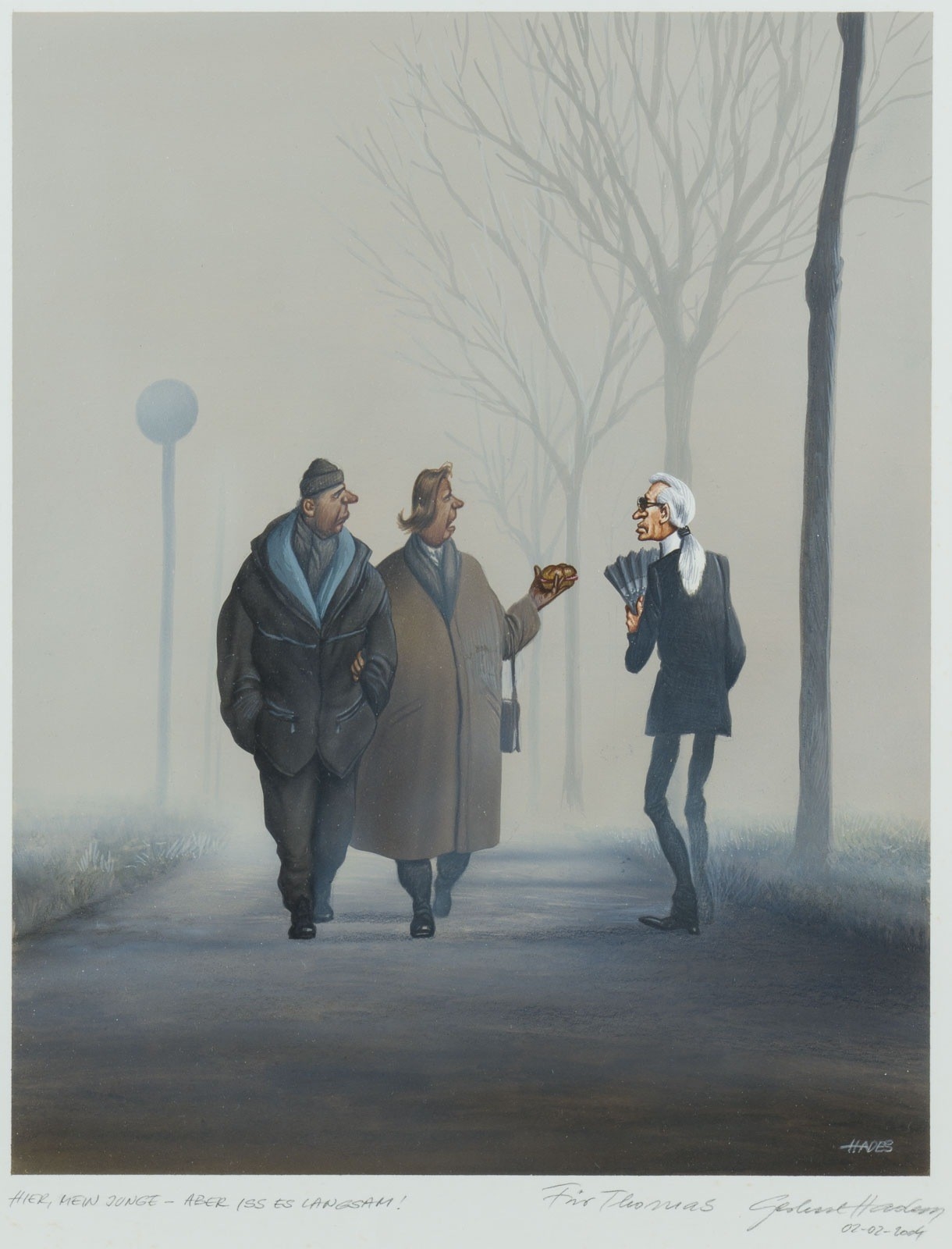 Artwork by Gerhard Haderer, COLLECTION OF 26 CARICATURES FOR THE MAGAZINE 'STERN' (INCLUDING 1 DRAWING), Made of Colour serigraphs, 1 collage, 1 pencil drawing