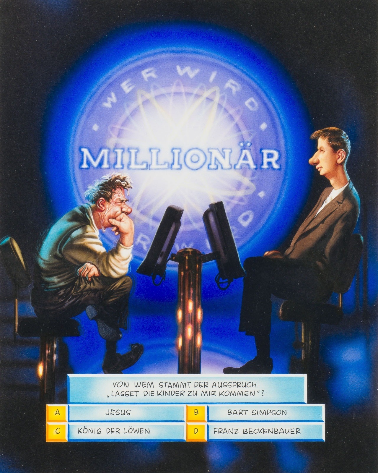 Artwork by Gerhard Haderer, COLLECTION OF 26 CARICATURES FOR THE MAGAZINE 'STERN' (INCLUDING 1 DRAWING), Made of Colour serigraphs, 1 collage, 1 pencil drawing