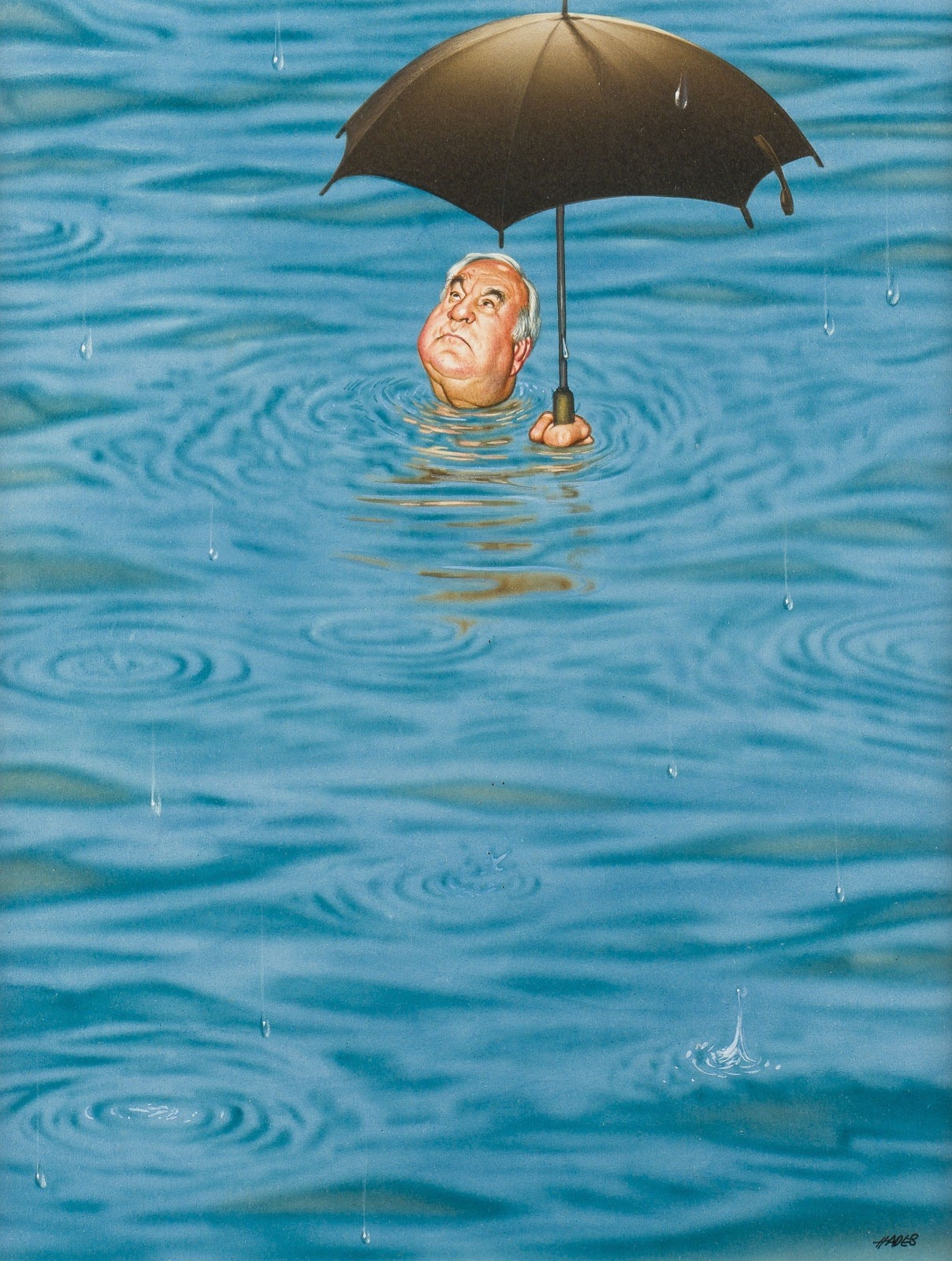 Artwork by Gerhard Haderer, COLLECTION OF 26 CARICATURES FOR THE MAGAZINE 'STERN' (INCLUDING 1 DRAWING), Made of Colour serigraphs, 1 collage, 1 pencil drawing