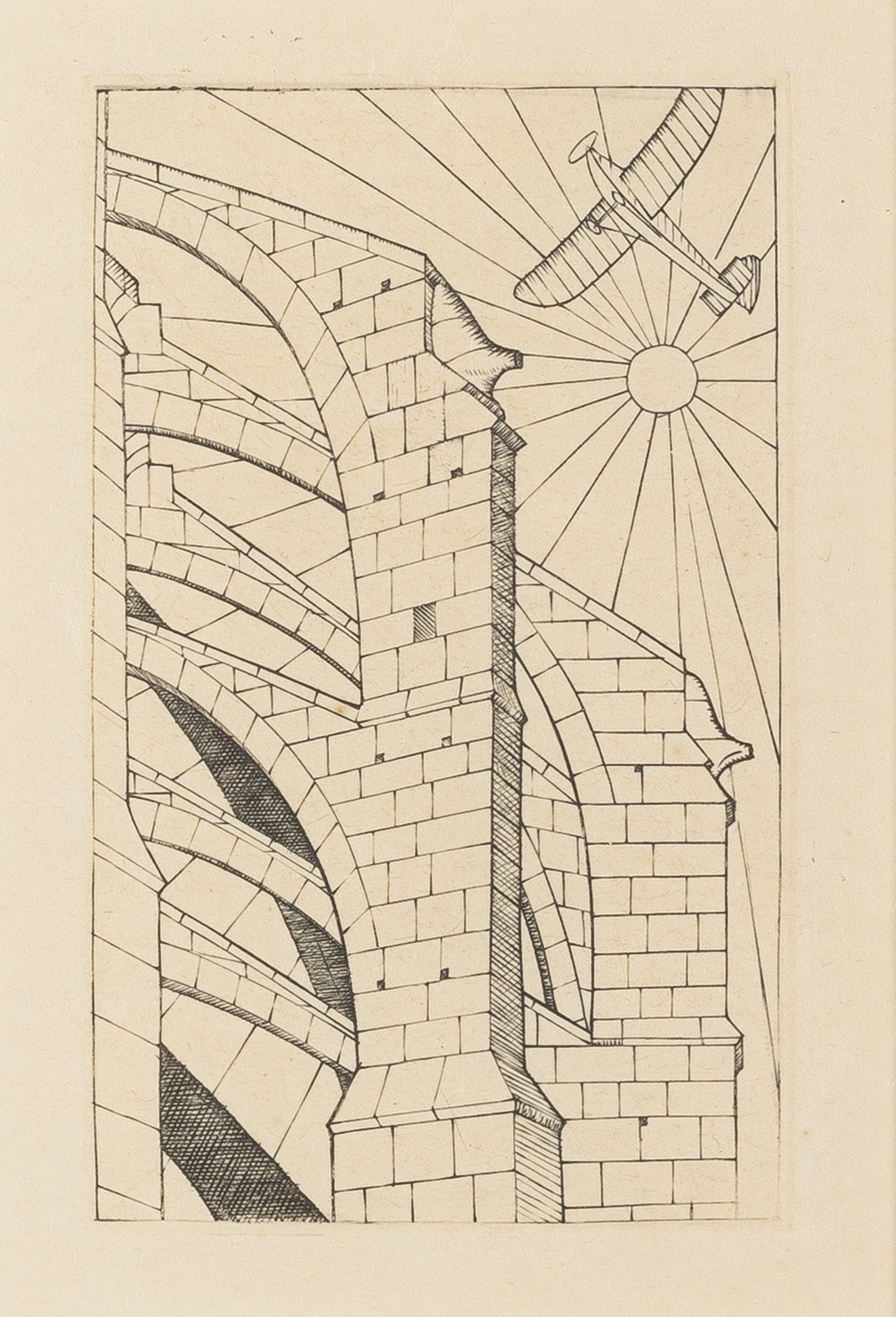 Artwork by Eric Gill, Flying Buttresses, 1926, Made of copper engraving