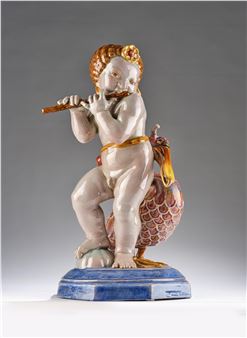 a large putto as flute player and a pelican - Ludwig Karl Maria Vierthaler