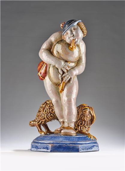 a large putto as bagpiper and a dog - Ludwig Karl Maria Vierthaler