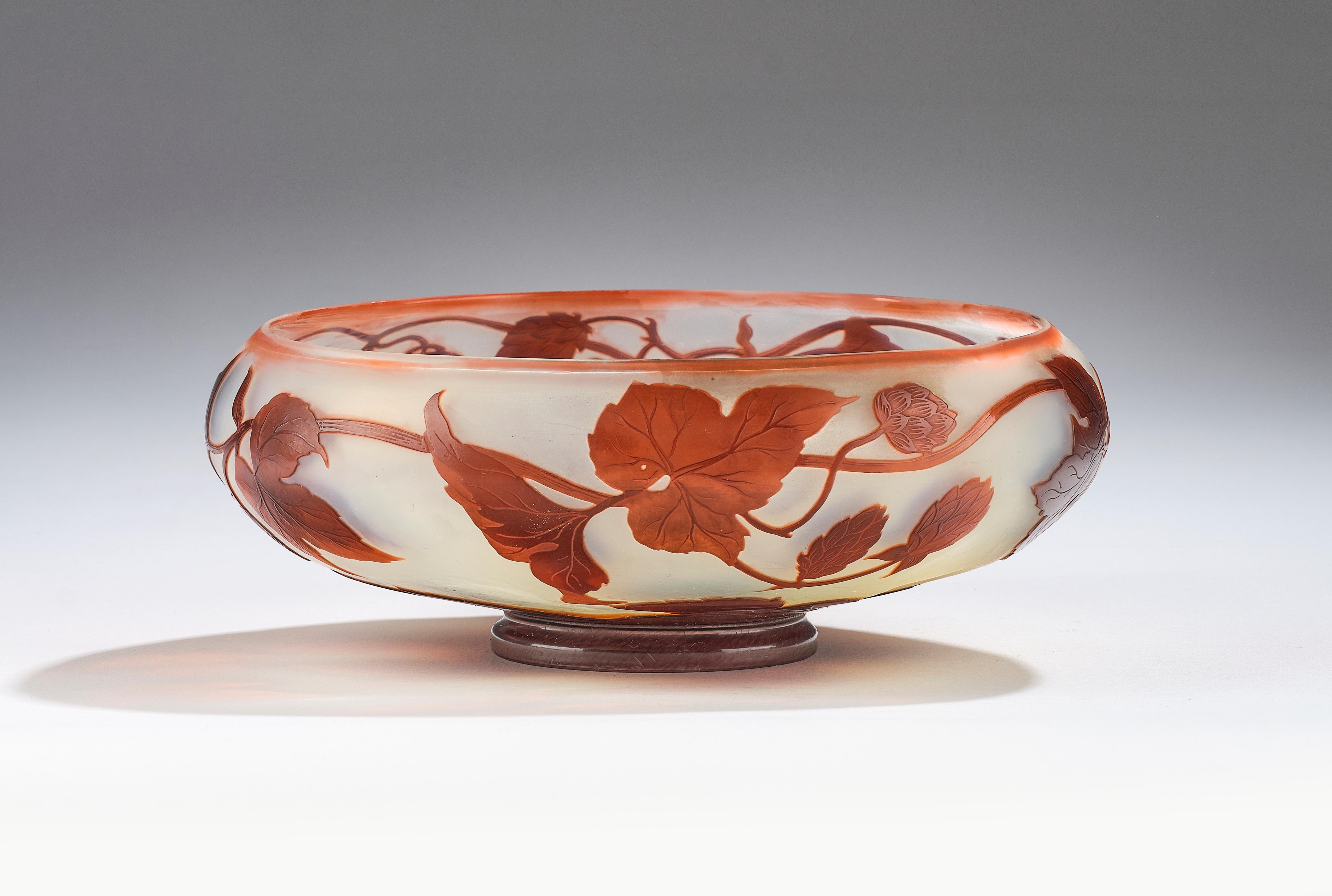 Emile Gallé | A bowl with twining alder leaves and cones (1908 - 1920 ...