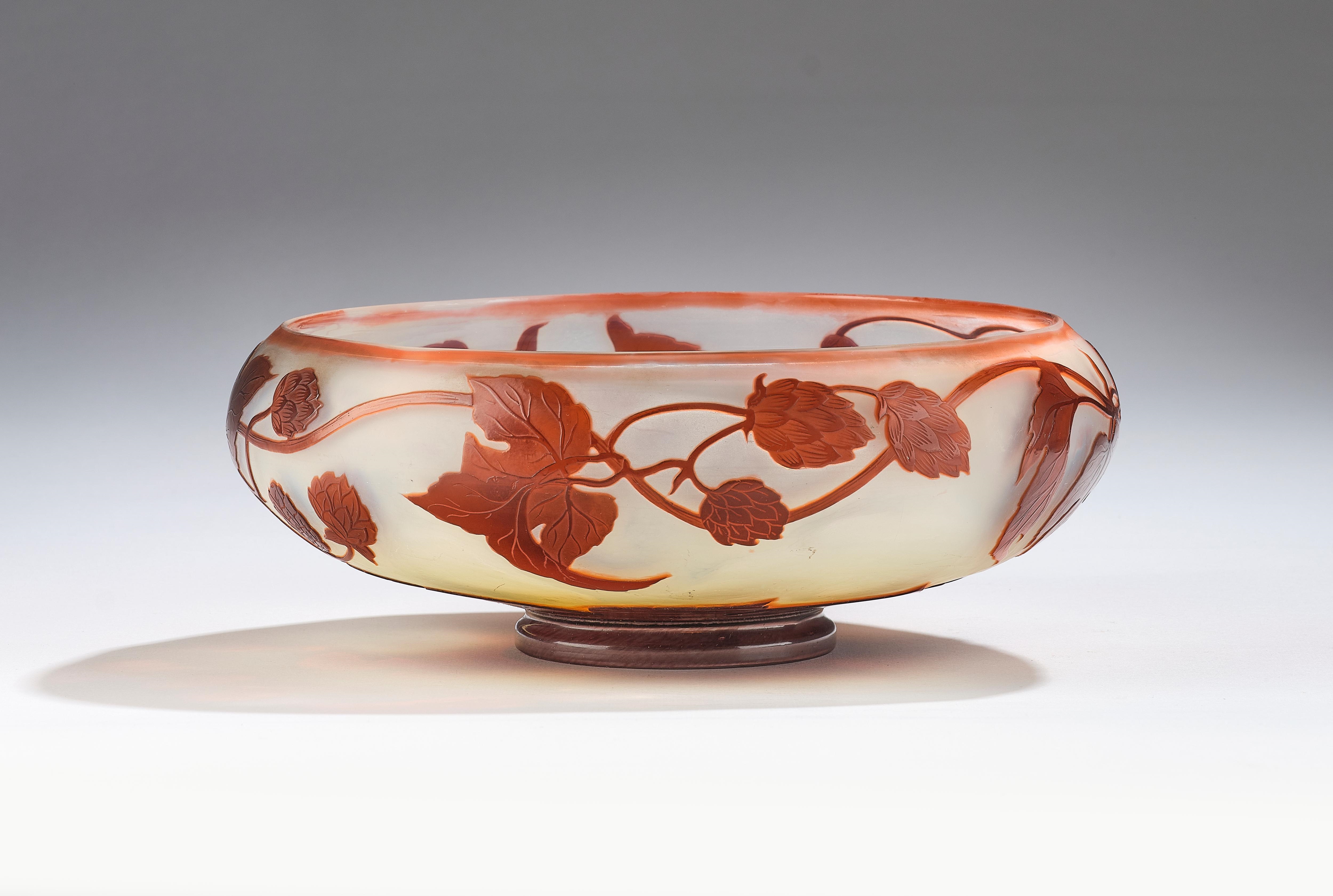 Emile Gallé | A bowl with twining alder leaves and cones (1908 - 1920 ...