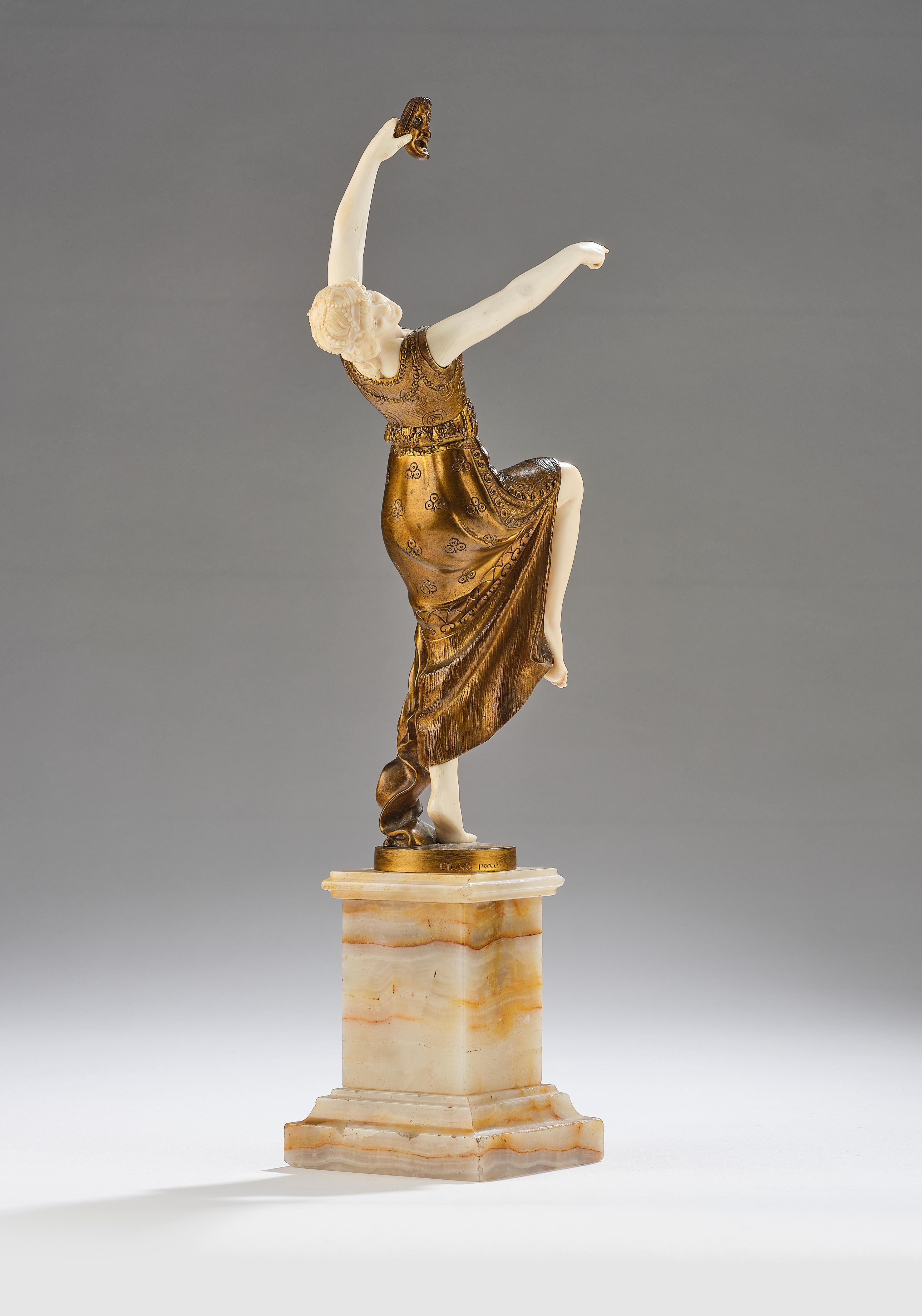 Joé Descomps | a female dancer with a mask (1915 - 1925) | MutualArt