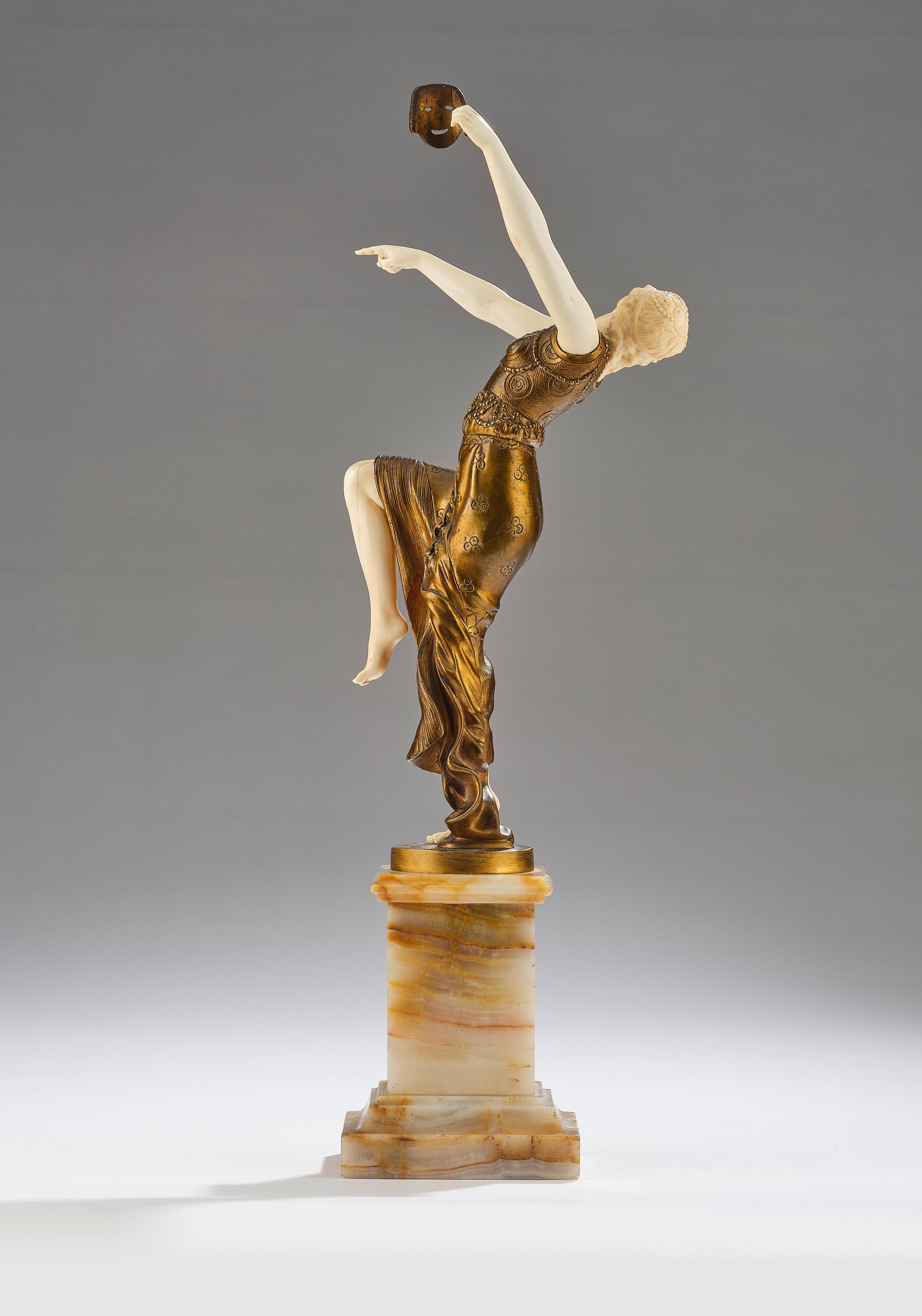 Joé Descomps | a female dancer with a mask (1915 - 1925) | MutualArt