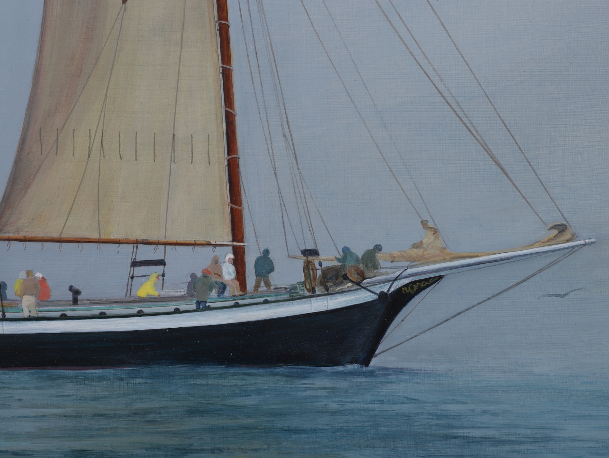 Artwork by Bertil Whyman, Schooner Mercantile, Captain Williamson, Made of oil on panel