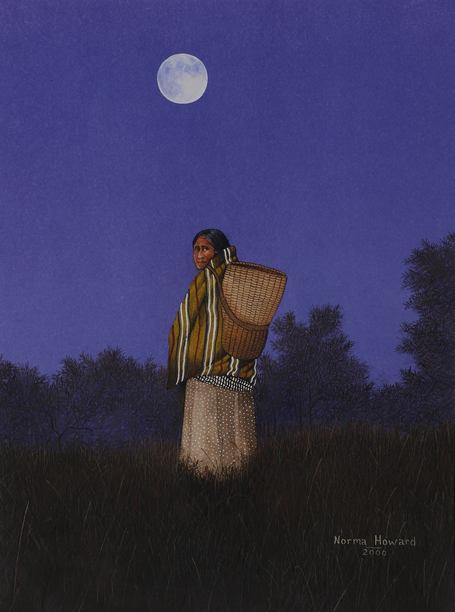 Artwork by Noma Howard, Moonlight Walk, Made of watercolor on paper