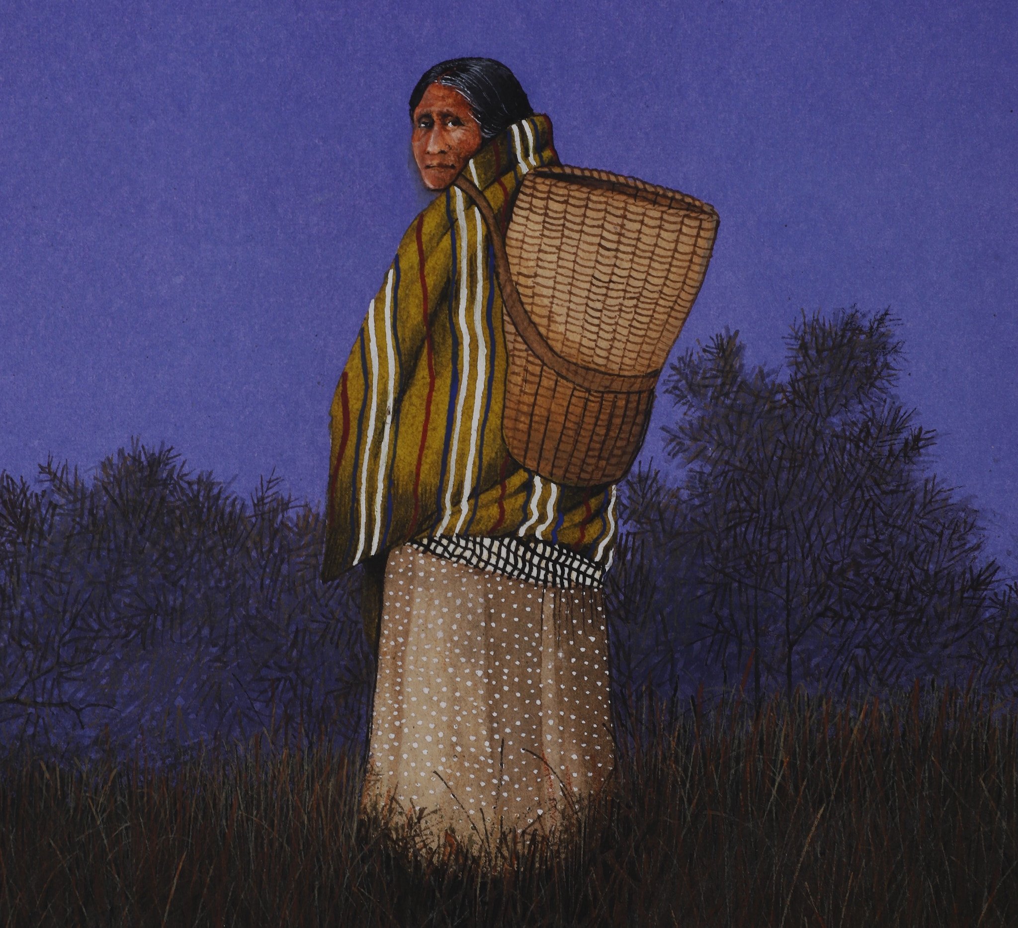 Artwork by Noma Howard, Moonlight Walk, Made of watercolor on paper