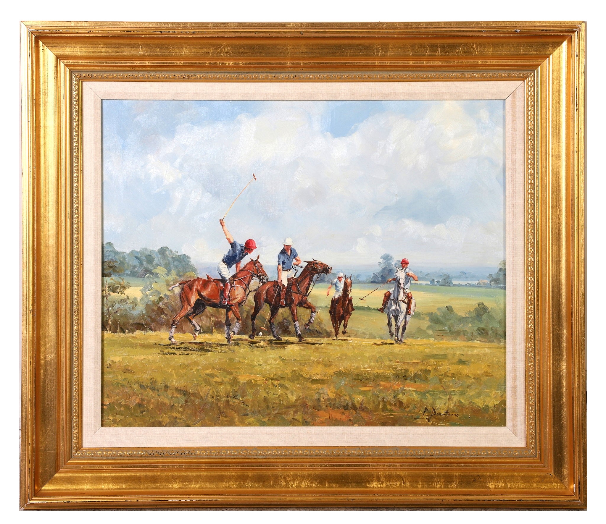 Artwork by Peter Donnithorne, Polo, Cirencester Park, Made of oil on canvas