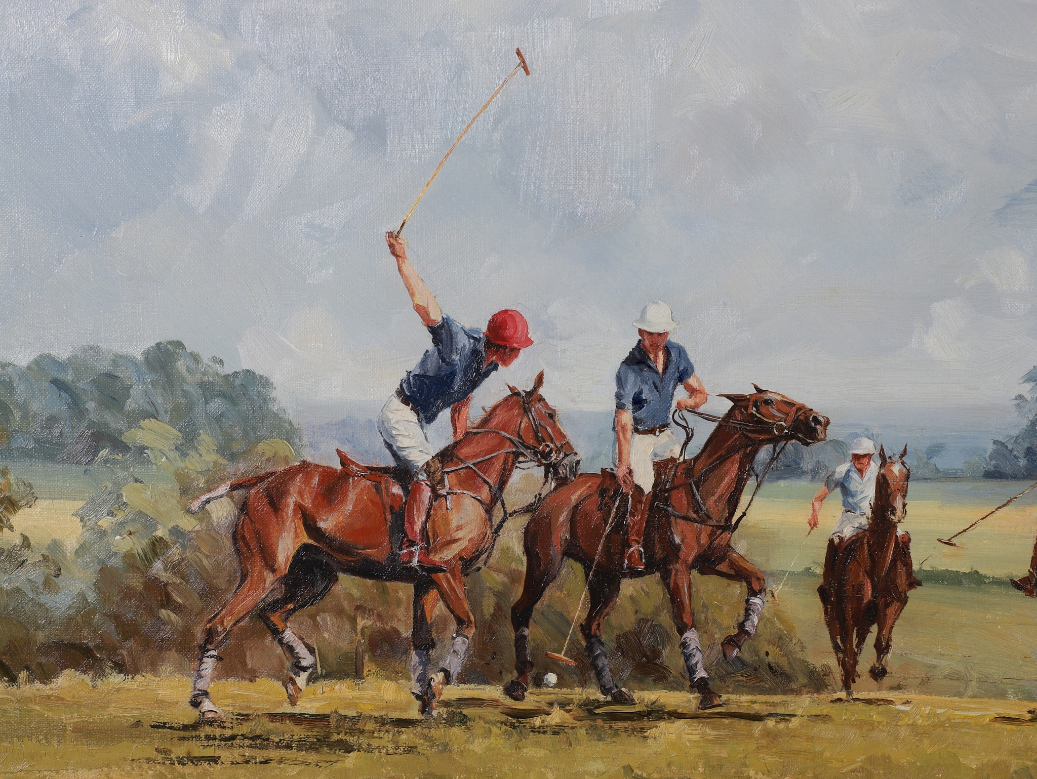 Artwork by Peter Donnithorne, Polo, Cirencester Park, Made of oil on canvas