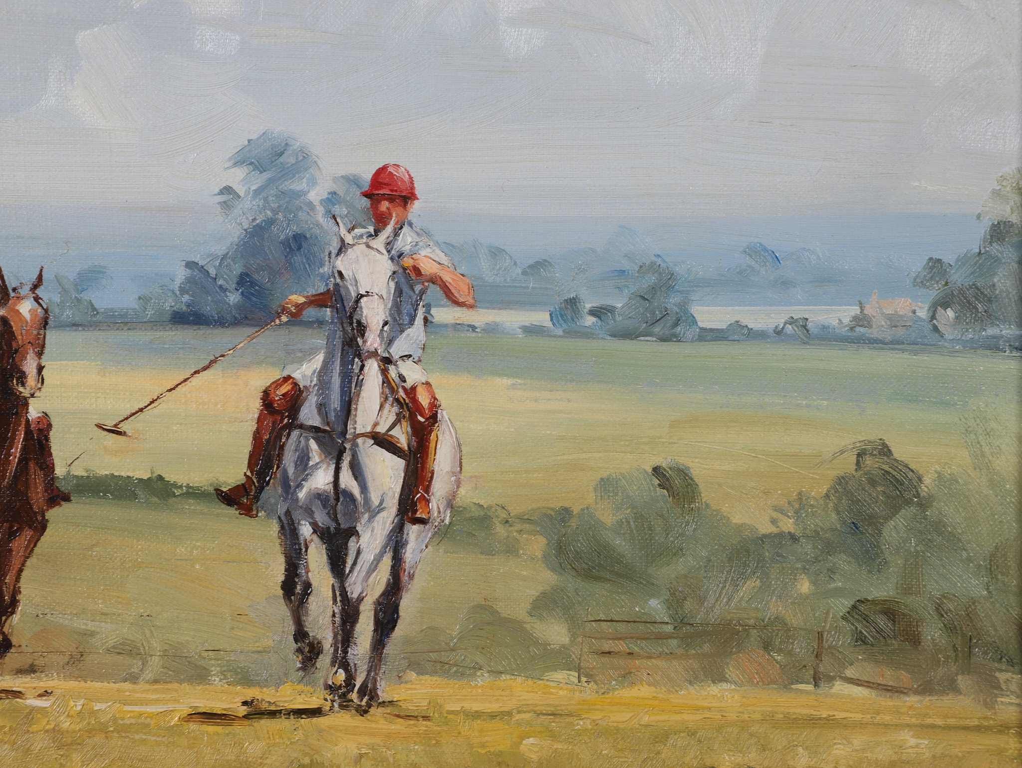 Artwork by Peter Donnithorne, Polo, Cirencester Park, Made of oil on canvas