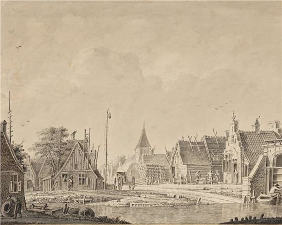 Bedrijvigheid in Hollands dorp - Dirk Verrijk