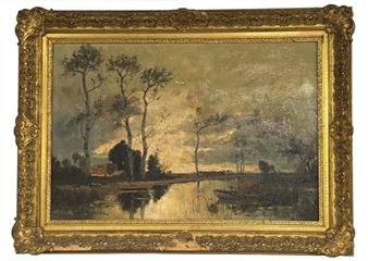 OIL/ CANVAS SIGNED A. HERBE TITLED &quot;IN THE MOORS - A. Herbe