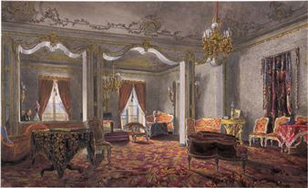 Salon der Zarin Alexandra Fjodorowna in Palermo, im Spiegel womöglich Nikolaus I - Pierre Girard
