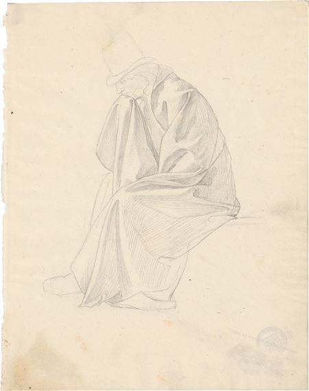 Mantelstudie: Künstlerfreund mit Umhang und hohem Hut - Philipp Karl Peter‏ Stöhr