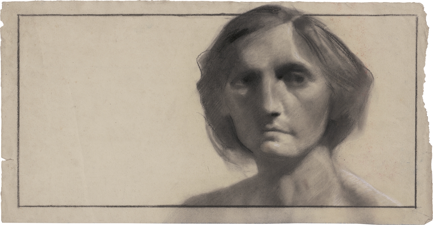 Artwork by Julius Walter Hammer, Bildnis der Ehefrau Katharina Hammer, geb. Rüll, Made of Kohle und weiße Kreide, gewischt