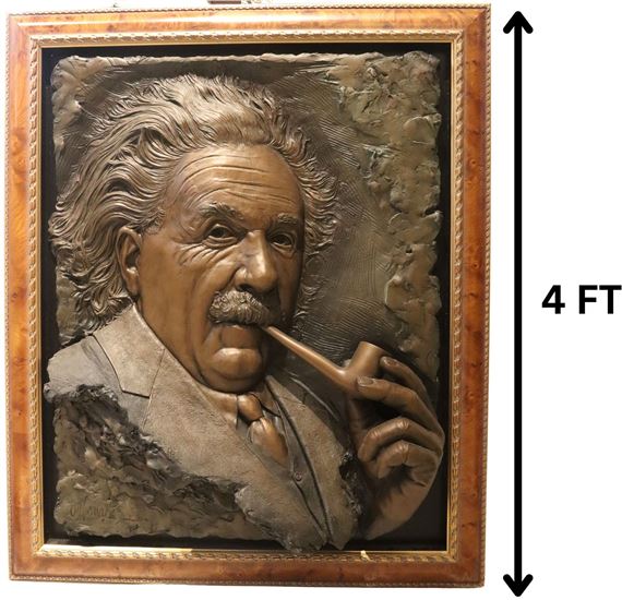 Bill Mack (Born 1944) American, Framed Bronze and Resin Einstein Portrait Sculpture by Bill Mack, 1978