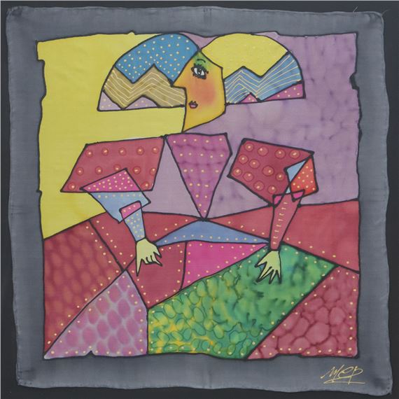 Charles Jester | Signed Pop-Art Cubist Jester Painting on Wax Paper ...
