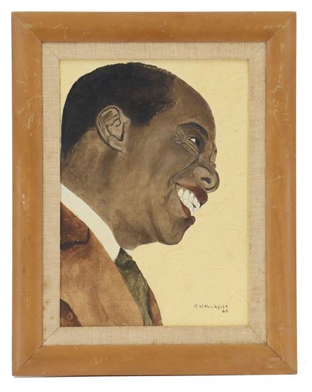 1944 Louis Armstrong Oil on Canvas Portrait by R.W. Hawksley - Louis Armstrong 