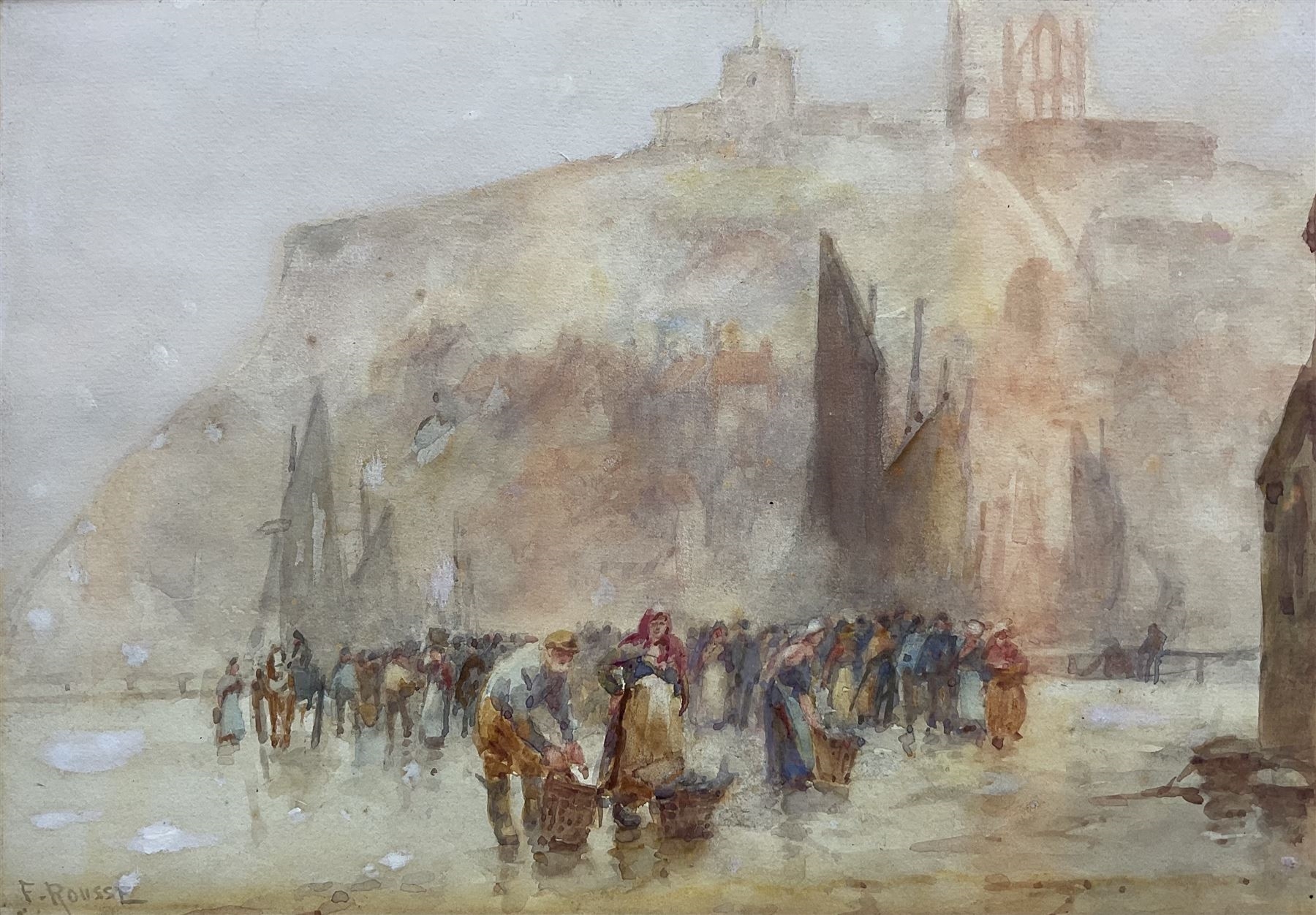 Frank Rousse | Unloading the Catch at Tate Hill Pier - Whitby | MutualArt