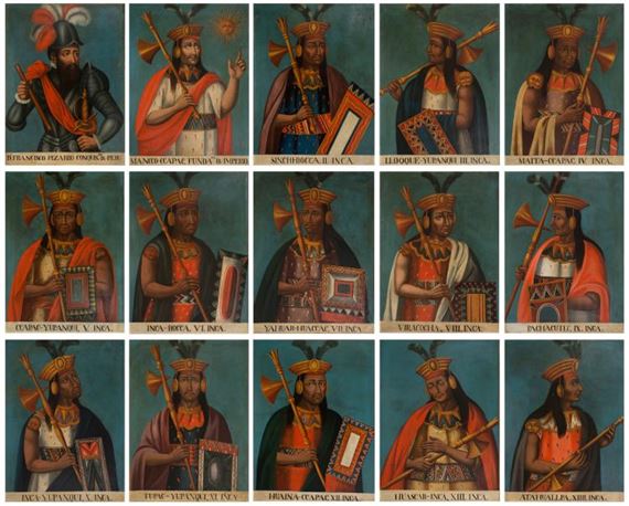 Virreinal School, 18th Century | Genealogy of the fourteen Inca kings ...