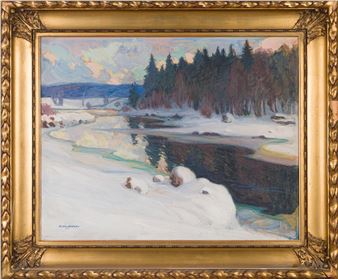 River Landscape in Winter - Vilho Sjöström