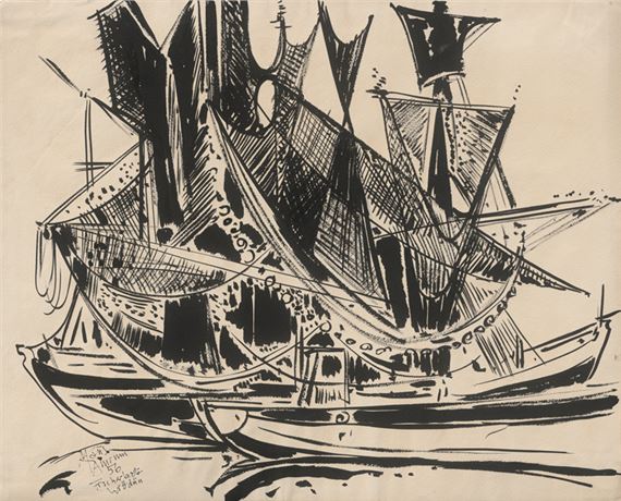 Amrum Fischerboote Wittdün by Max Kaus, 1956