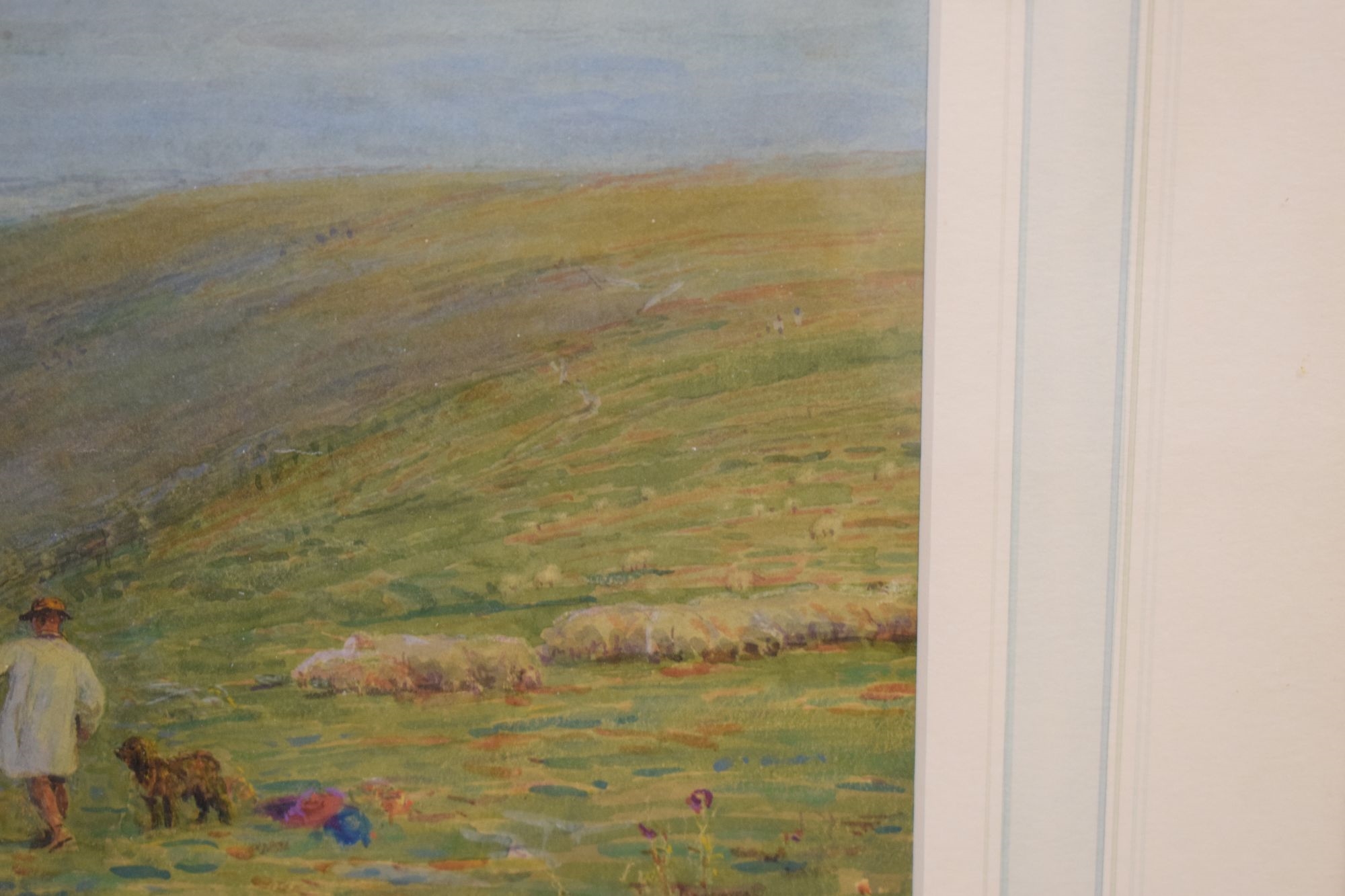 Artwork by Alfred Fitzwalter Grace, A shepherd and figures on a clifftop, Made of watercolour