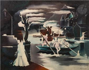 Paysage de Nemours (embarcation - Jean Marembert