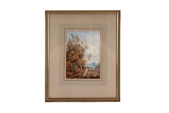 Attributed to Henry G. Gastineau – Hilly landscape | watercolour by Henry Gastineau