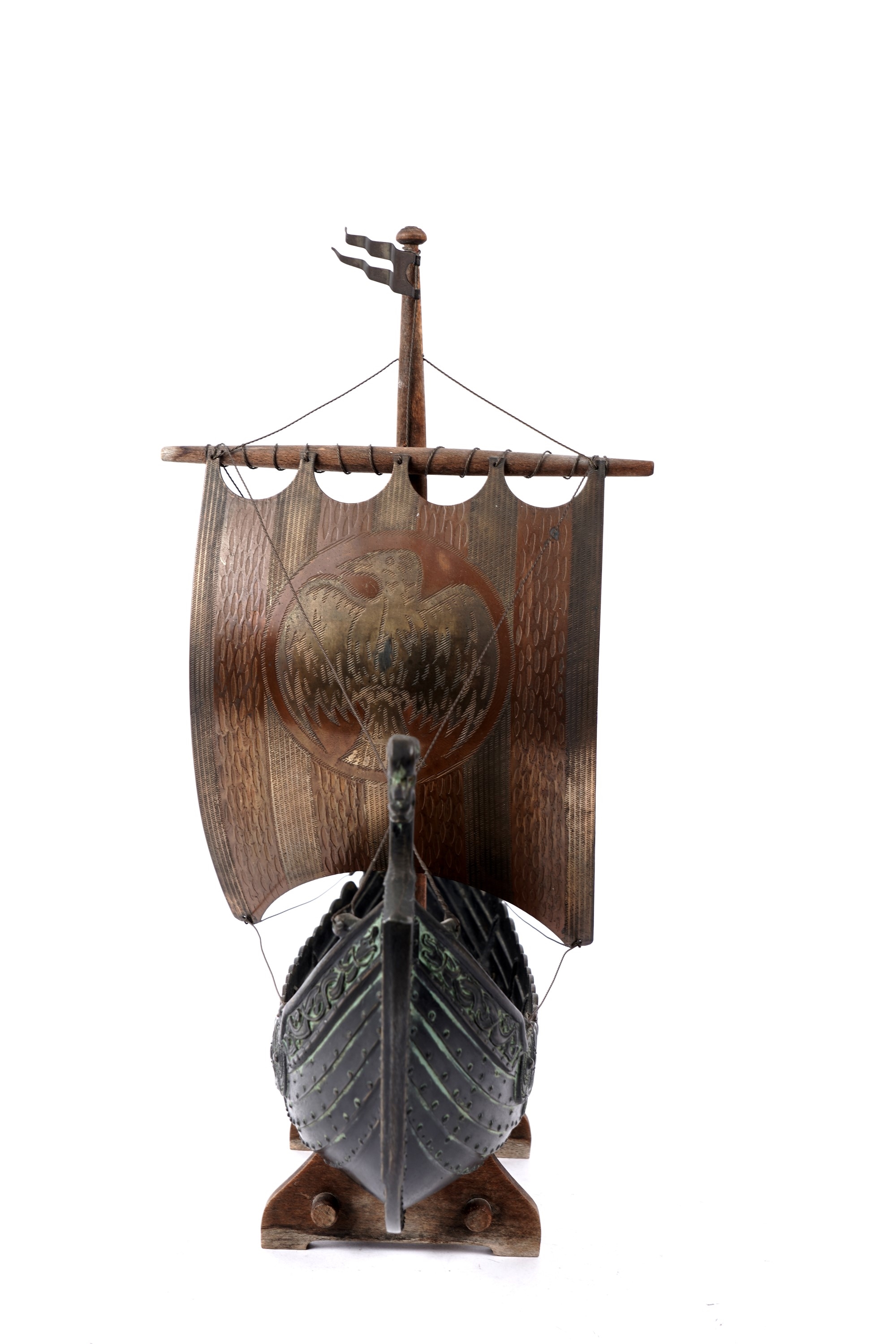 Artwork by Edward Aagaard, A cast bronze Edward Aagaard style model of a Viking longboat, Made of cast bronze