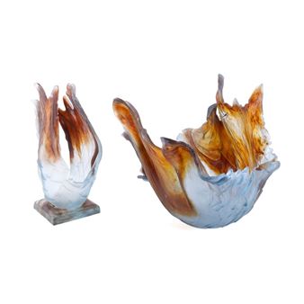 AMANDA BRISBANE, TWO TOPAZ 'MORNING GLORY' VASES - Amanda Brisbane