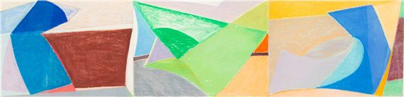 Susan Crile (American, B. 1942) Pastel on Paper, 1983, Untitled Triptych H 22" W 89" - Susan Crile