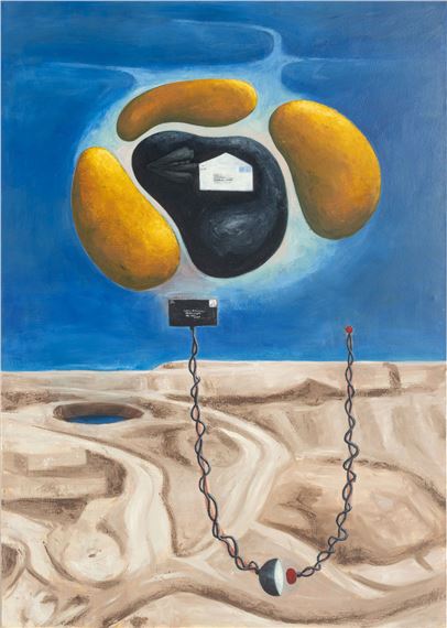 David Humphrey (American, B. 1955) Oil on Canvas 1987, 'Love Letter' H 84" W 60" - David Aiken Humphrey