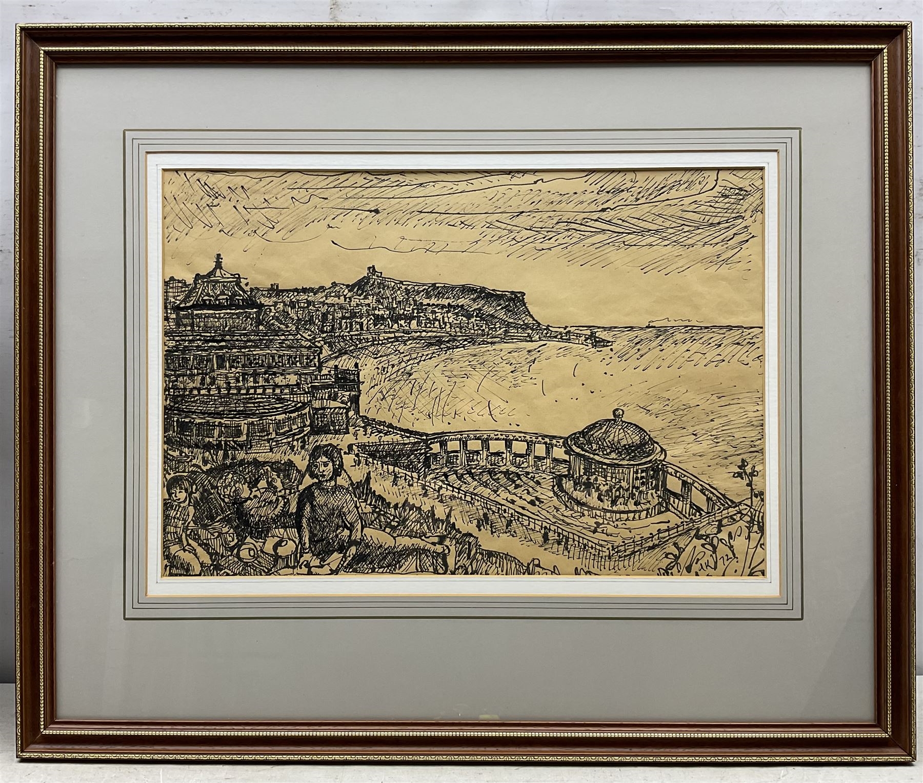 Artwork by Arthur Kitching, View of Scarborough, Made of pen and ink