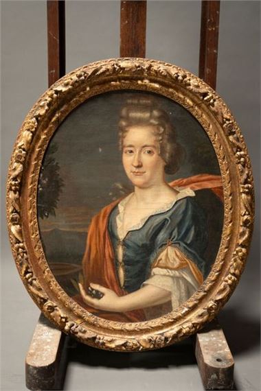 Portrait of a woman wearing her hair "à la Fontange by French School, 20th Century, late 17th century
