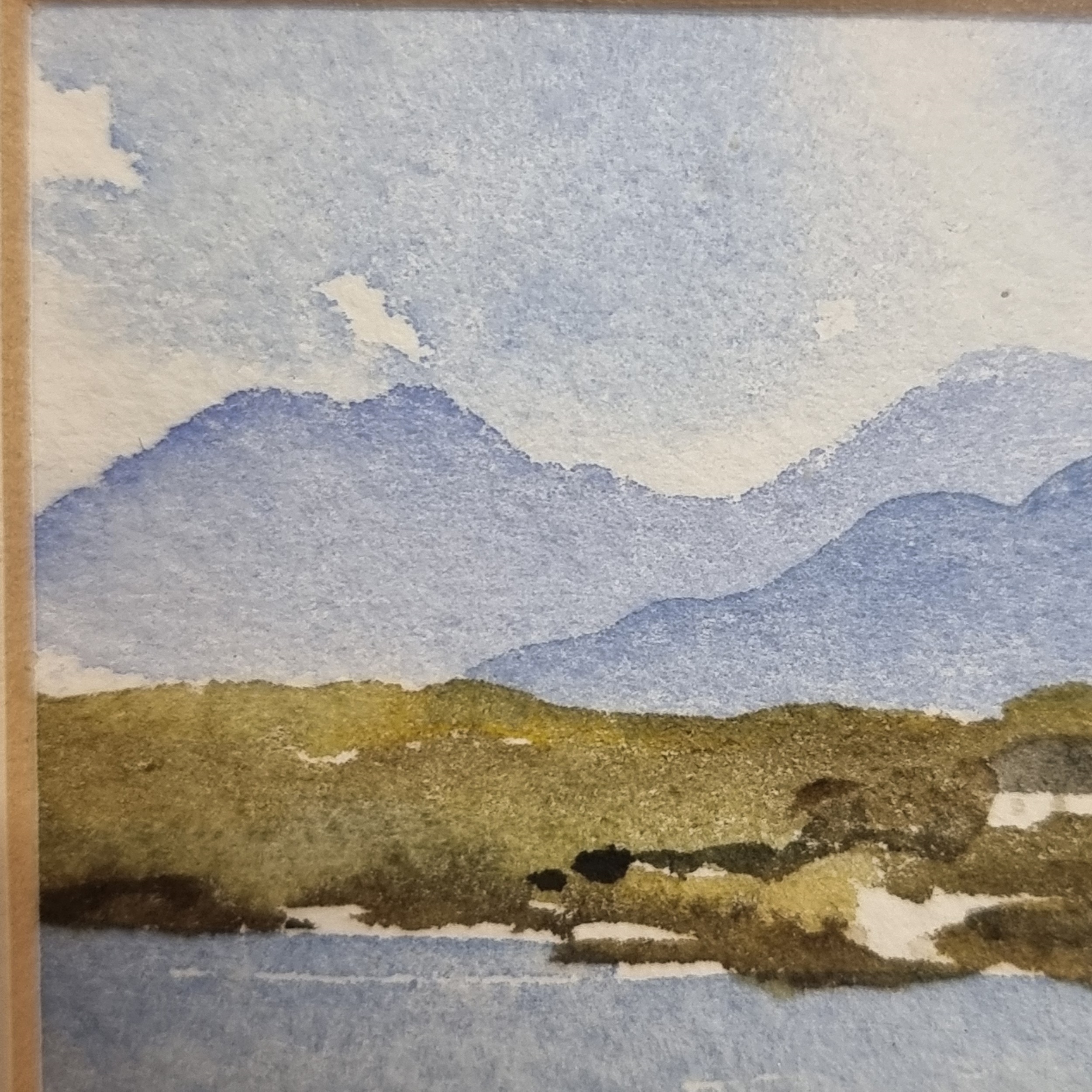 Artwork by Máire Flanagan, Cottages Connemara, Made of watercolour on paper