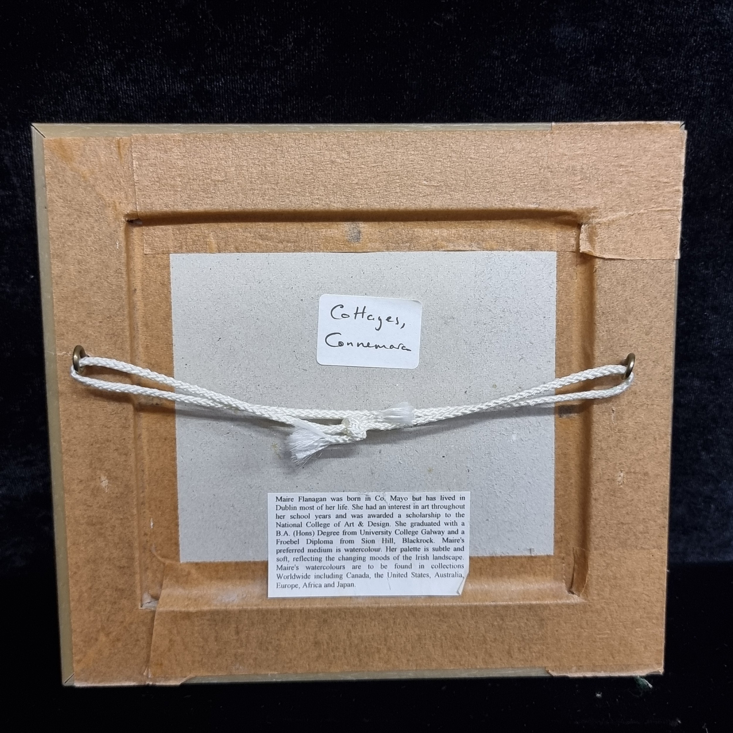 Artwork by Máire Flanagan, Cottages Connemara, Made of watercolour on paper