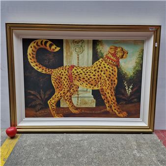 Cheetah in a red harness - William Skilling