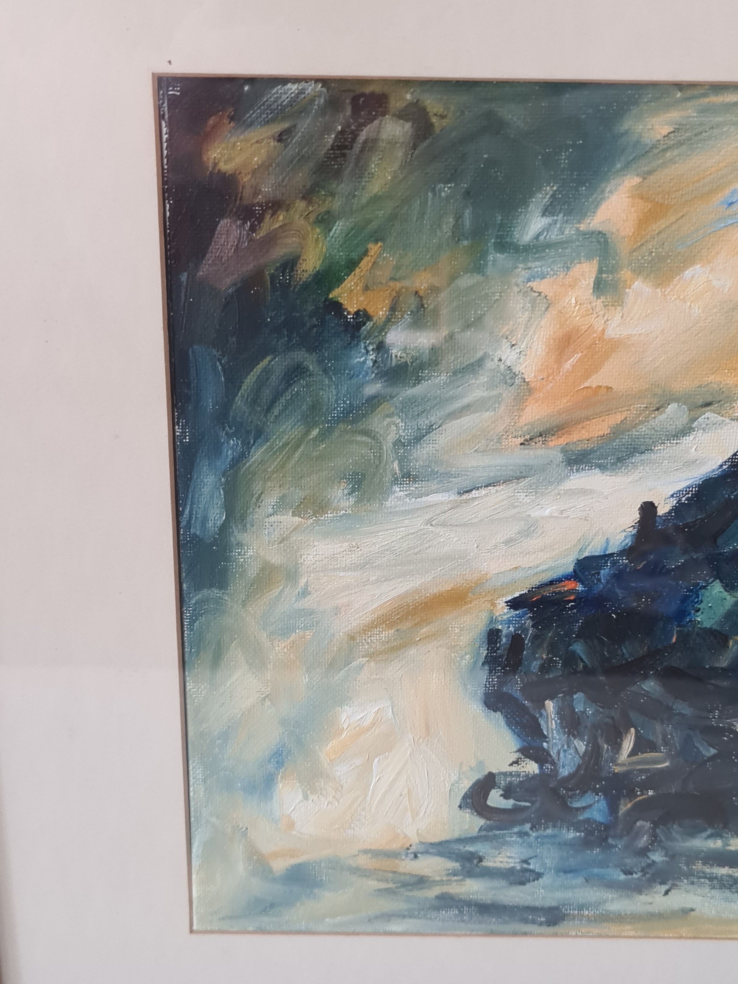 Artwork by Fidelma Flanagan, Man at the park bench, Made of oil on board