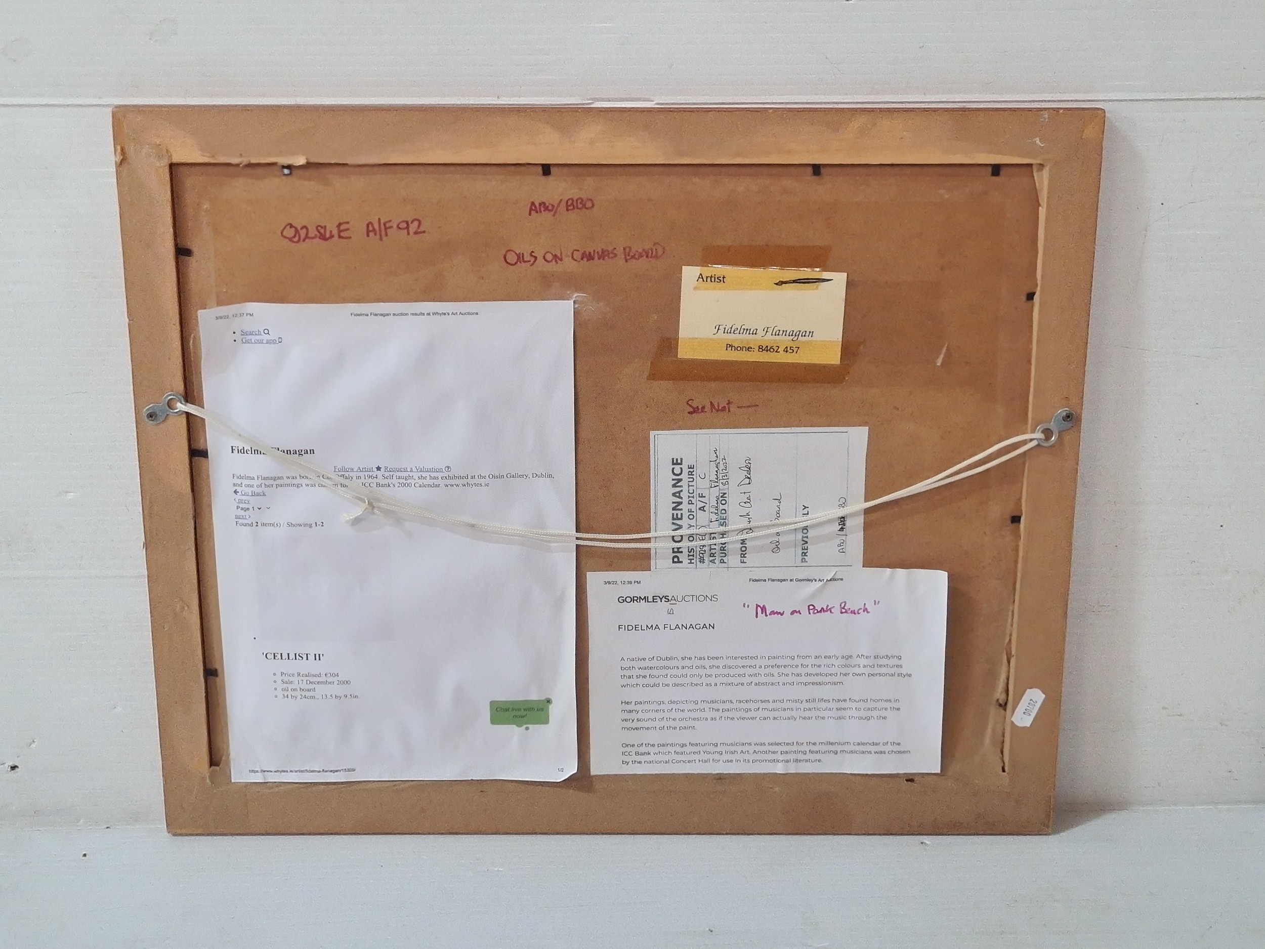 Artwork by Fidelma Flanagan, Man at the park bench, Made of oil on board