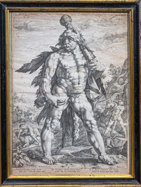 Artwork by Hendrick Goltzius, The great Hercules, Made of Copper engraving