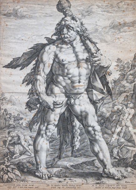 Artwork by Hendrick Goltzius, The great Hercules, Made of Copper engraving